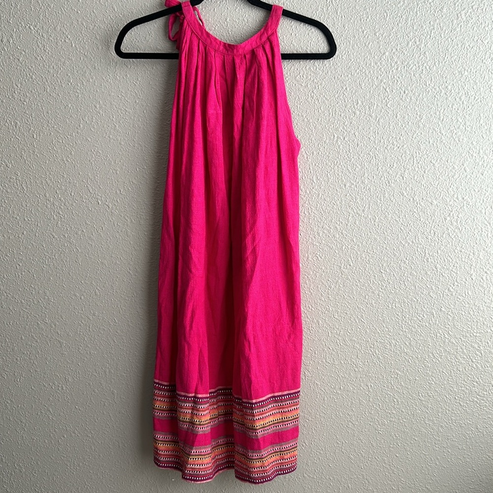 For Cynthia linen high neck side‎ tie shift dress - Picture 2 of 7